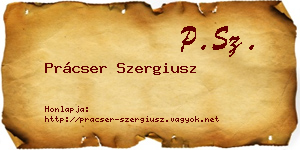 Prácser Szergiusz névjegykártya